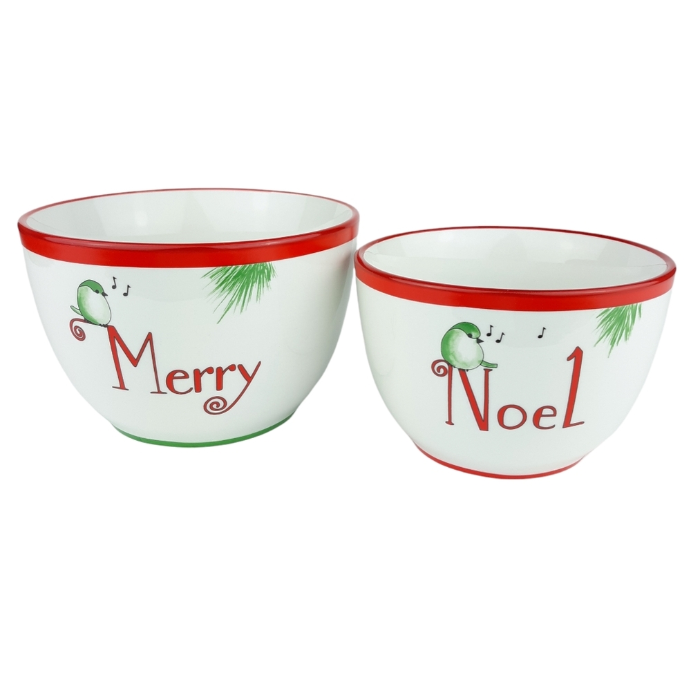 Everyday White Porcelain Merry Noel Nesting Bowls Replacements
